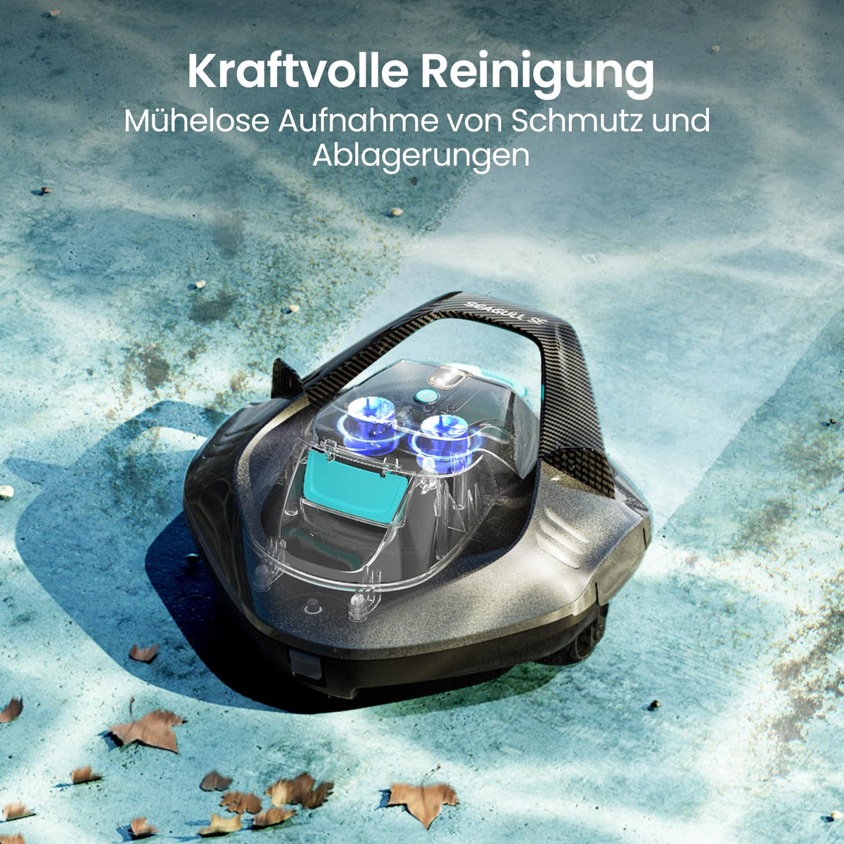 AIPER Seagull SE Poolroboter kabellos Akku 90 Min automatisches Parken Dual Motoren für flachen Pool bis 80 qm