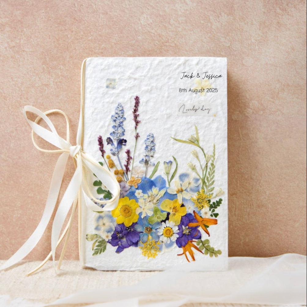 Blumen Hochzeitskarte Handgemacht Botanisch 15x20cm mit Umschlag
