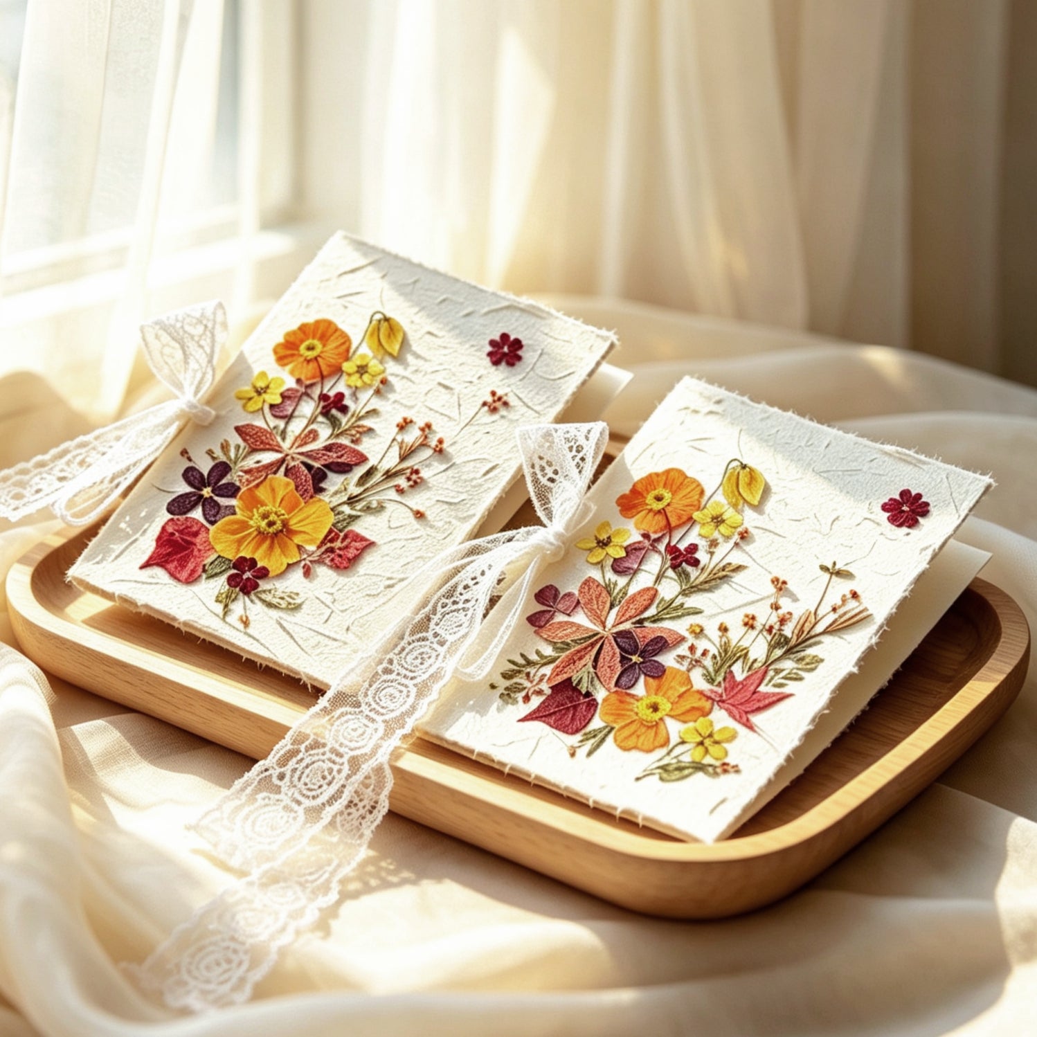 Gepresste Blumen Hochzeitskarte mit Blumenstrauß-Design, 15x20 cm, Andenken Geschenk
