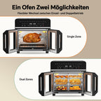 23L Heißluftfritteuse Familie Mini Backofen mit Garen in einer oder zwei Zonen getrennte Temperatursteuerung