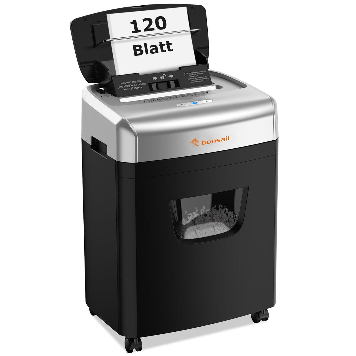Aktenvernichter mit Auto Feed für 120 Blatt P4 Mikroschnitt für Büro Home Office und Kanzlei