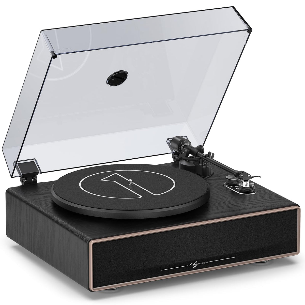 1byone Plattenspieler mit Lautsprechern Bluetooth AT 3600L Tonabnehmer Riemenantrieb Phono Vorverstärker RCA 33/45RPM
