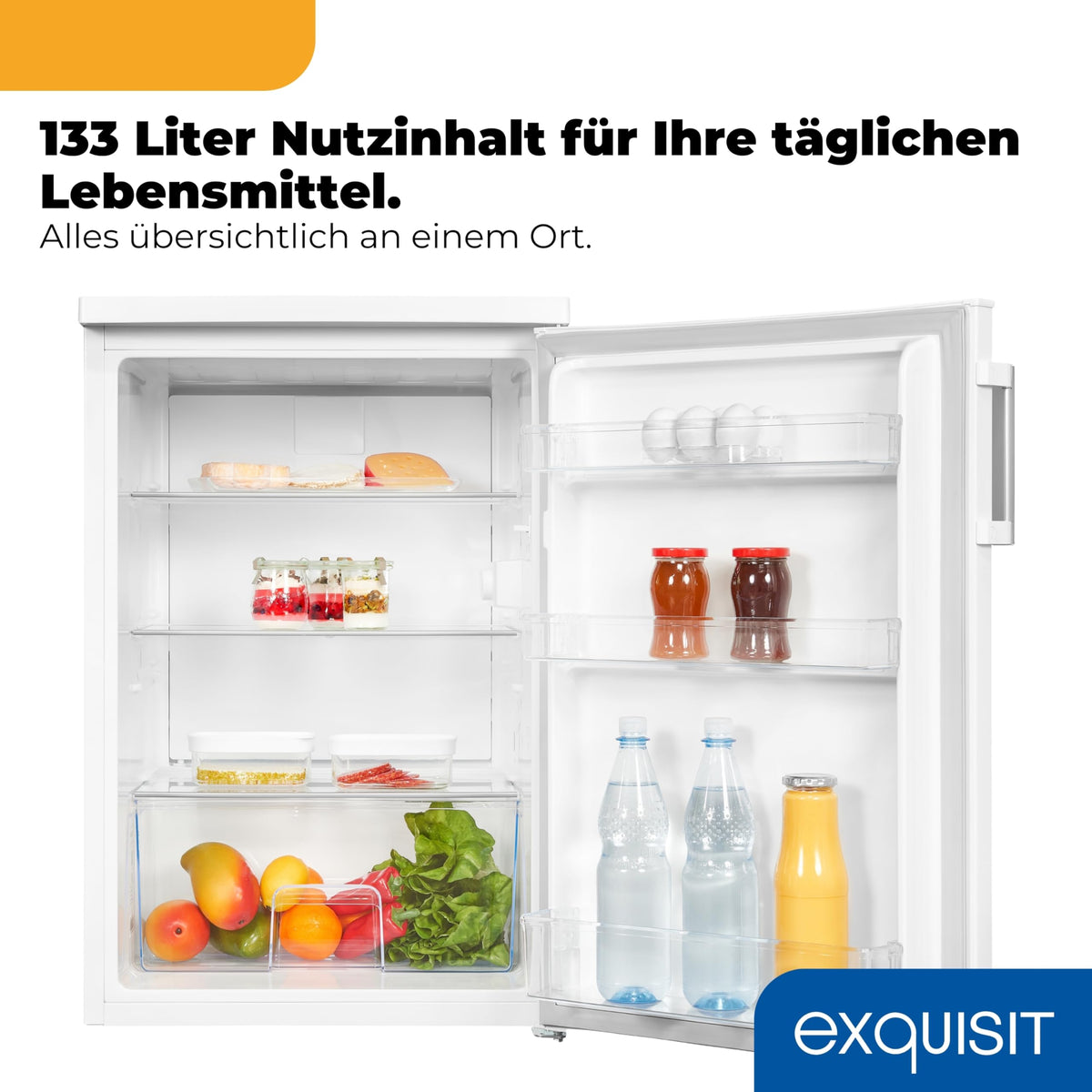 133 l Kühlschrank ohne Gefrierfach freistehender Standkühlschrank in Weiß für Küche Haushalt Büro