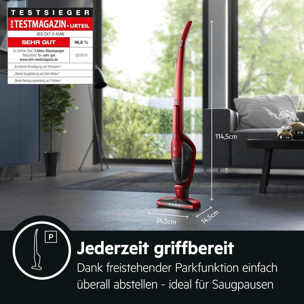 AEG Ergorapido 2in1 Akku Staubsauger kabellos ETM Testsieger CX7 2 45AN für schnelle Reinigung im Haushalt
