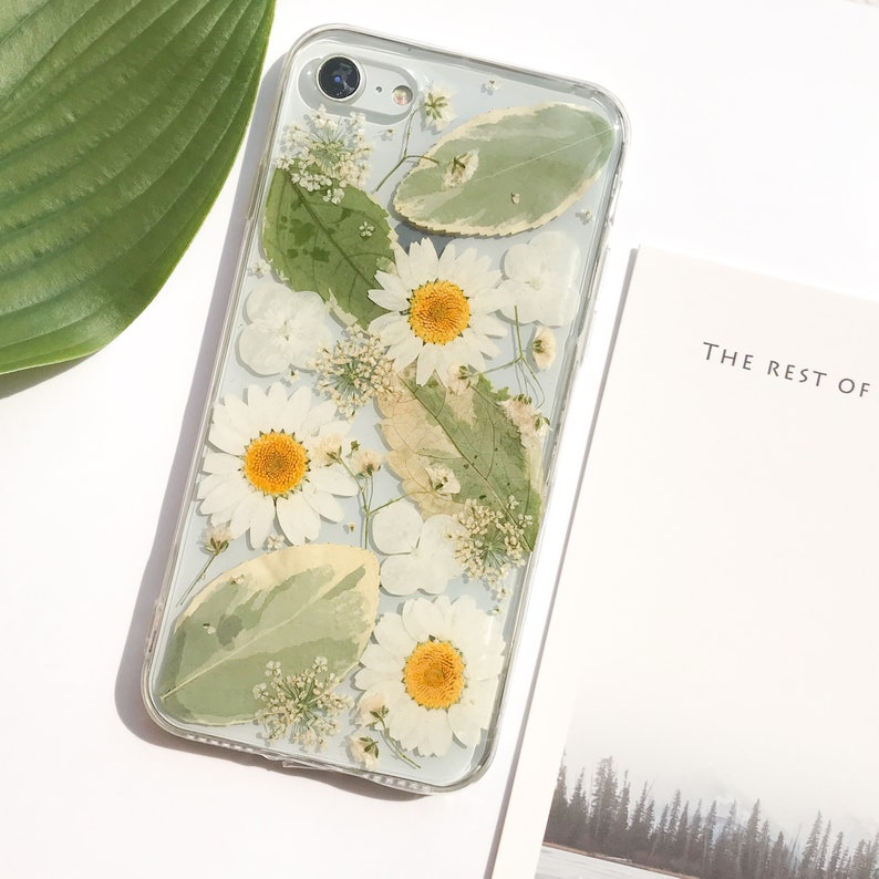 Gepresste Blume Handyhülle für iPhone 8 X 11 12 13 14 15 Pro Max, Samsung Galaxy S22 S23 FE A52 A72, Google Pixel 5 6 7 8 Pro – Transparente Hartschale, Stoßfest