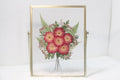 Gepresste Blumenrahmen, getrocknete echte Blumen, schwebender Rahmen, Gold, 22,5 x 17,5 cm