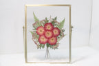 Gepresste Blumenrahmen, getrocknete echte Blumen, schwebender Rahmen, Gold, 22,5 x 17,5 cm