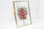 Gepresste Blumenrahmen, getrocknete echte Blumen, schwebender Rahmen, Gold, 22,5 x 17,5 cm