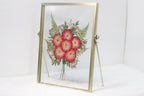 Gepresste Blumenrahmen, getrocknete echte Blumen, schwebender Rahmen, Gold, 22,5 x 17,5 cm
