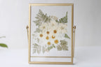 Gepresster Blumenrahmen, Gold, 20,5 x 15,5 cm, Schwimmender Bilderrahmen mit Echten Getrockneten Blumen