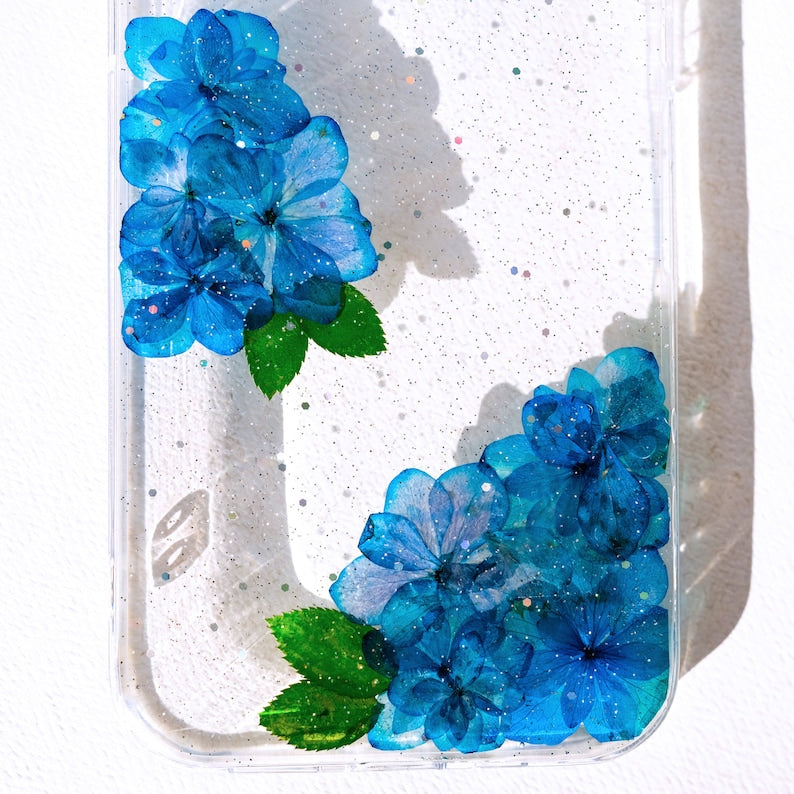 Gepresste Blume Handyhülle für iPhone SE 8 11 12 13 14 15 16 Pro Max, Samsung S22-S25 FE A52, Google Pixel 7-9 Pro