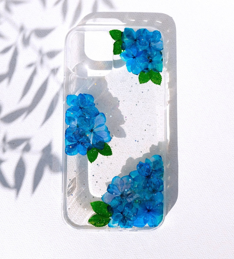 Gepresste Blume Handyhülle für iPhone SE 8 11 12 13 14 15 16 Pro Max, Samsung S22-S25 FE A52, Google Pixel 7-9 Pro
