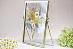 Goldener Blumenstrauß Bilderrahmen, gepresste echte Blumen, Acryl Herbarium Rahmen, 20,5 x 15,5 cm