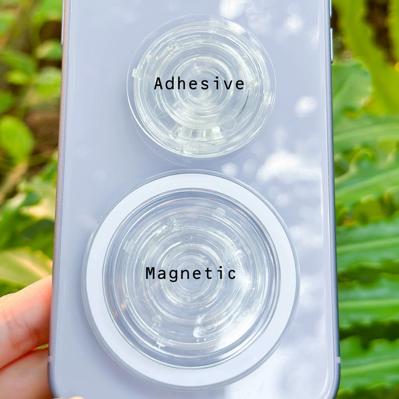 Pilz Blatt Telefon Griff mit gepresstem Farn, magnetischer Handy Halter für iPhone 12/13/14/15, getrocknete grüne Blatt Handy Charme, Telefon Ständer, 4 cm