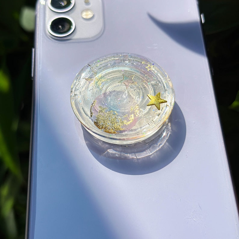 Mond Weltraum Telefon Griff Halter, Stern Handy Griff Silberfolie, Planet Telefon Charme, Handy Zubehör