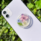 Hortensie Telefon Griff, Getrocknete Blume Halter, Vergissmeinnicht, Harz 4 cm