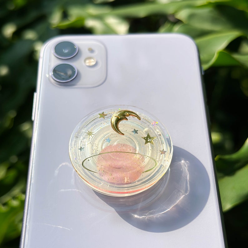 Handgemachte Mond Telefon Griff Halter, Stern Telefon Griff, Silberfolie, Telefon Charme, Stand, Basis, Handy Zubehör
