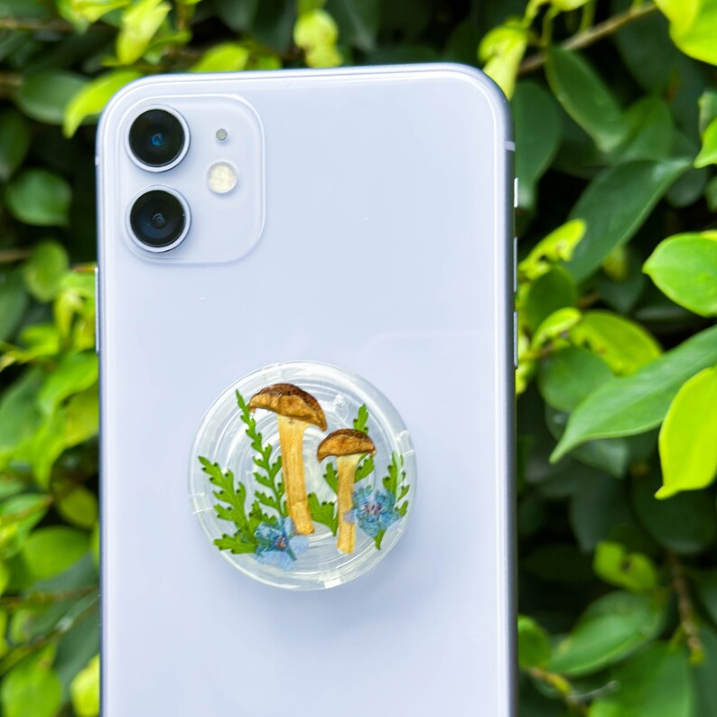 Pilz Gemüse Telefongriff mit getrockneter Blume, magnetischer Handyhalter, Telefonständerbasis, 4 cm