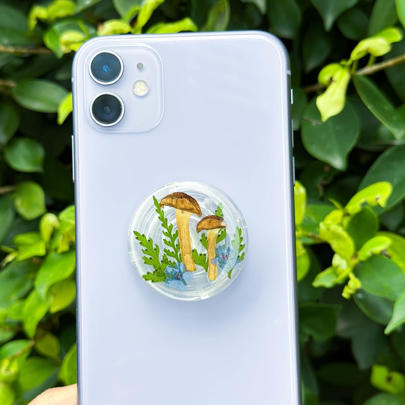 Pilz Gemüse Telefongriff mit getrockneter Blume, magnetischer Handyhalter, Telefonständerbasis, 4 cm