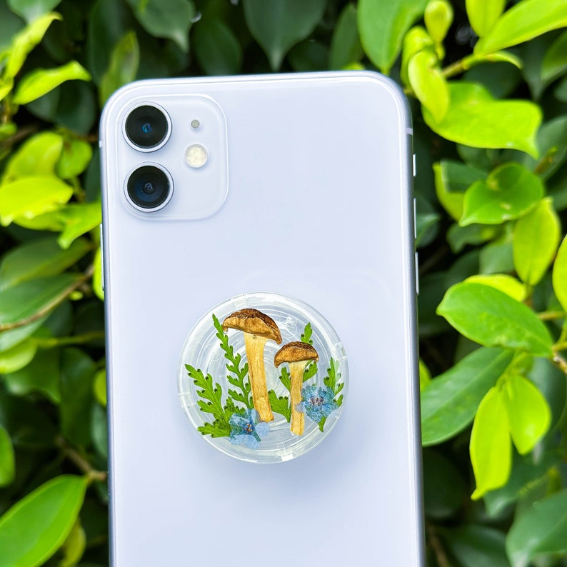 Pilz Gemüse Telefongriff mit getrockneter Blume, magnetischer Handyhalter, Telefonständerbasis, 4 cm