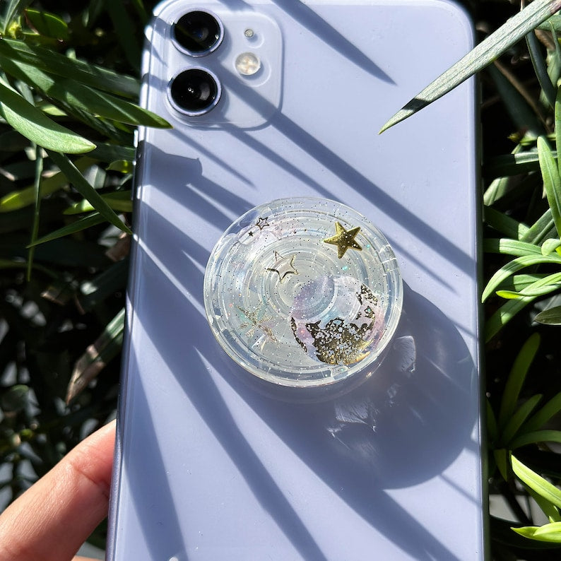 Mond Weltraum Telefon Griff Halter, Stern Handy Griff Silberfolie, Planet Telefon Charme, Handy Zubehör