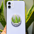 Grünes Blatt Telefon Griff Halter aus Harz mit gepresster Blume, Kleber oder magnetisch, kompatibel mit iPhone 12-15 und anderen Handys, 25 x 45 mm