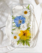 Gepresste Blumen Handyhülle iPhone 17 16 15 14 13 12 11 X Samsung S23-S25 Pixel 8-10
