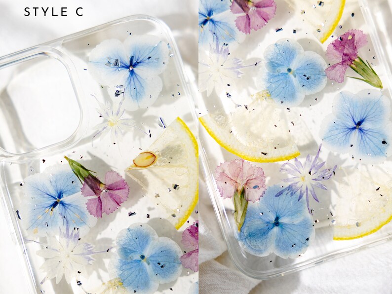Gepresste Blume Handyhülle für iPhone 16 15 14 13 12 11 Pro Max X SE, Samsung Galaxy S22 S23 S24 S25 Ultra, Google Pixel 6 7 8 9 Pro XL – Transparentes TPU