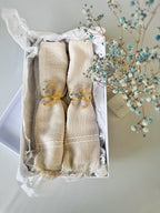 Goldene Serviettenringe mit gepressten blauen Blumen, Epoxidharz, Hochzeitstisch-Dekoration, 4 cm Durchmesser