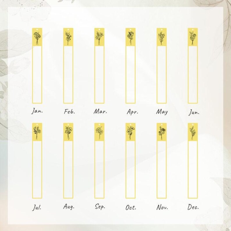 Harz Lesezeichen mit Geburtsblume, personalisierter Initial-Anhänger, Geburtstagsgeschenk für Frauen