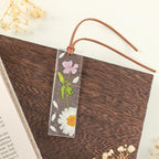 Echte Blume Lesezeichen mit Lederquaste, handgefertigt, transparentes Harz
