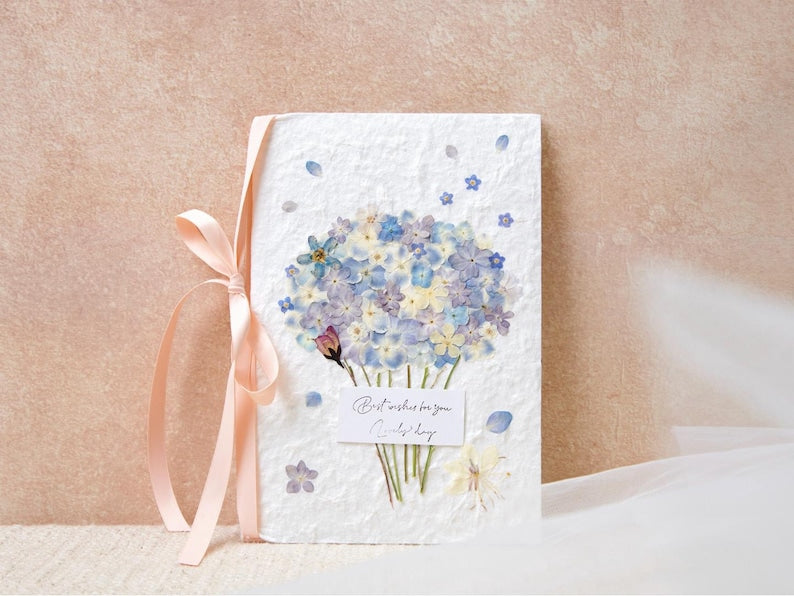 Echte gepresste Blumen Grußkarte | 15x20cm Handgemachte Karte mit Umschlag