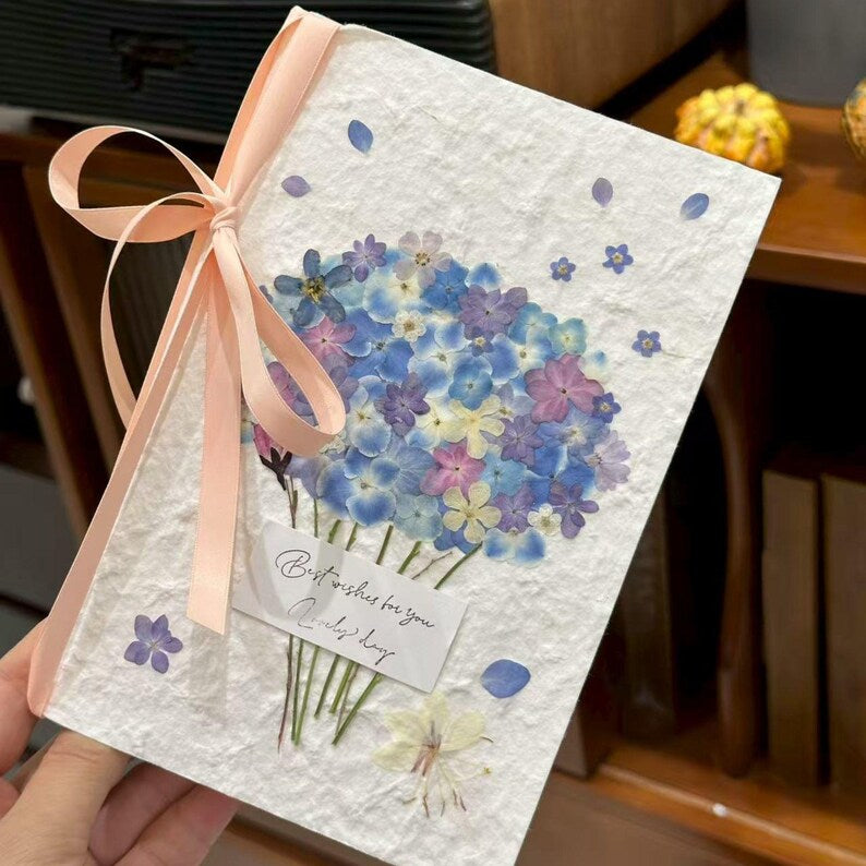 Echte gepresste Blumen Grußkarte | 15x20cm Handgemachte Karte mit Umschlag