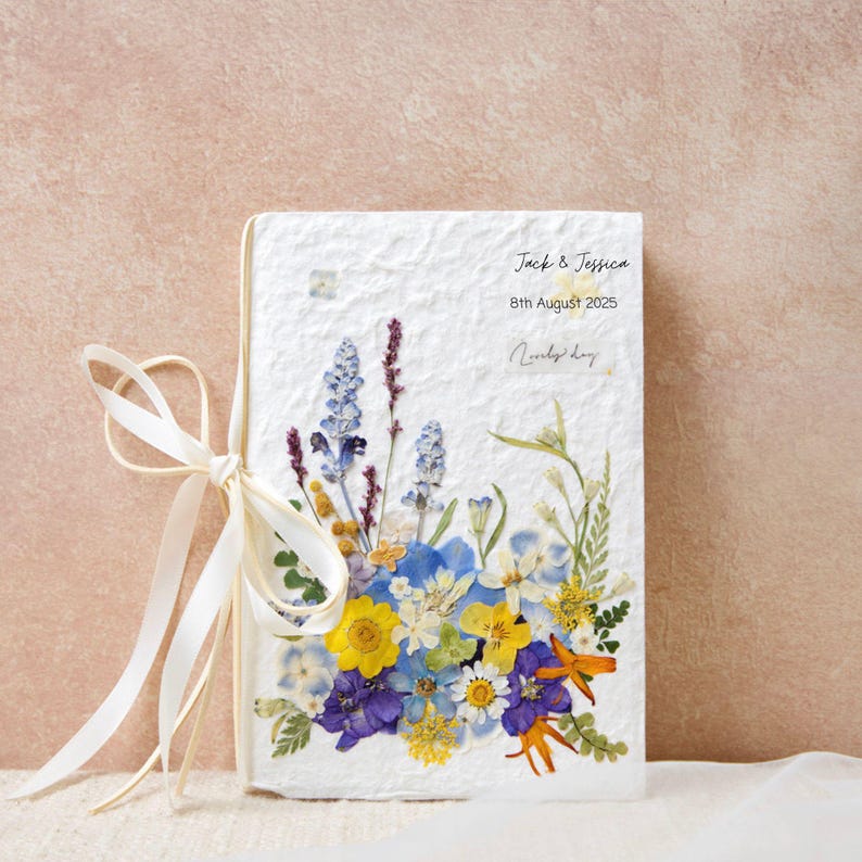 Blumen Hochzeitskarte Handgemacht Botanisch 15x20cm mit Umschlag