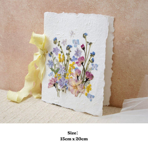 Blumenhochzeitskarte, handgemachte botanische Hochzeitseinladung mit echten gepressten Blumen, 15x20cm