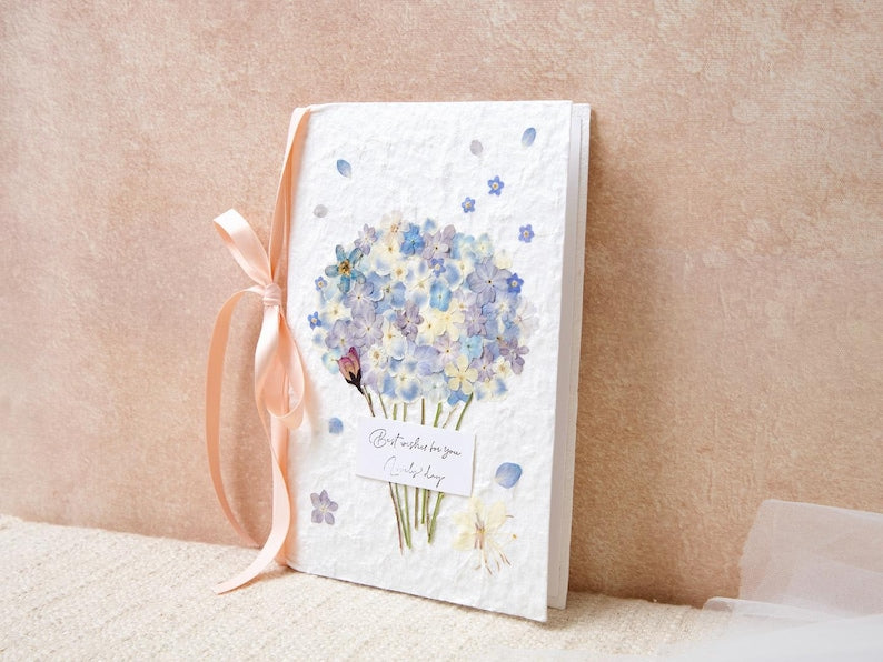 Echte gepresste Blumen Grußkarte | 15x20cm Handgemachte Karte mit Umschlag