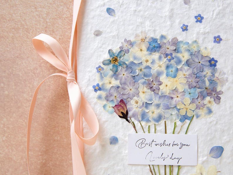 Echte gepresste Blumen Grußkarte | 15x20cm Handgemachte Karte mit Umschlag