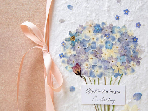 Echte gepresste Blumen Grußkarte | 15x20cm Handgemachte Karte mit Umschlag