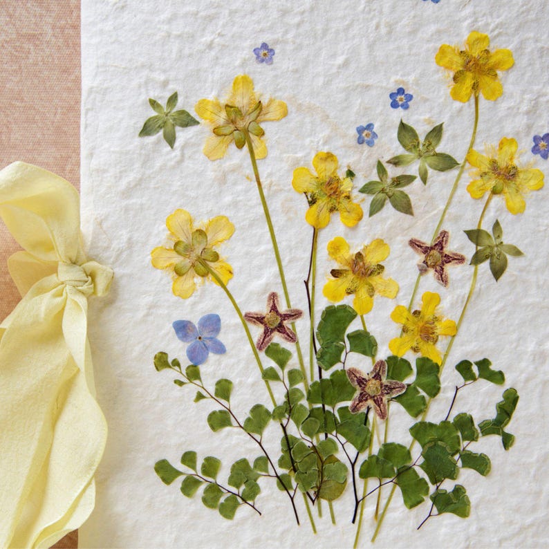 Blumen Hochzeitskarte 15x20cm mit Echten Gepressten Blumen und Umschlag