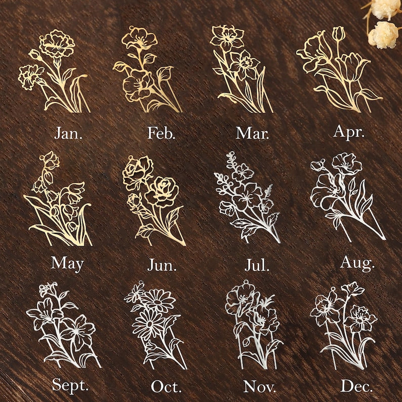 Metal Lesezeichen mit Geburtsblumenmotiv und echten Trockenblumen, personalisierbares Geschenk für Bücherliebhaber, Geburtstagsgeschenk
