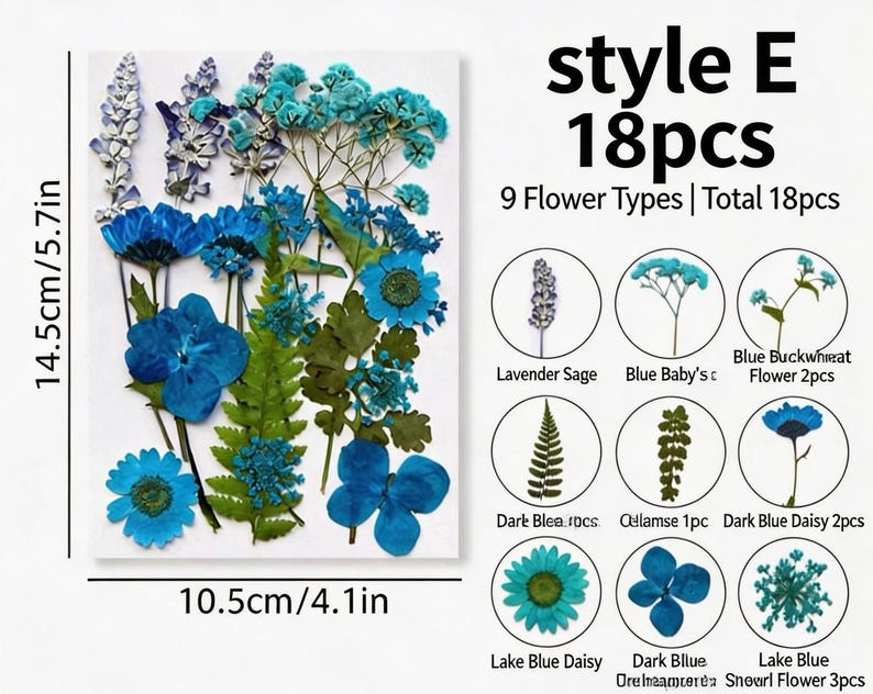 Gepresste Blumenmischung (16-30 Stück) für Harz, Nailart, Scrapbooking & Kartenherstellung
