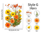 18 Stück Echte Gepresste Blumen Set, 7 Farbthemen, Getrocknete Blumen für Resin Art, Kerzen, Nailart, Scrapbooking