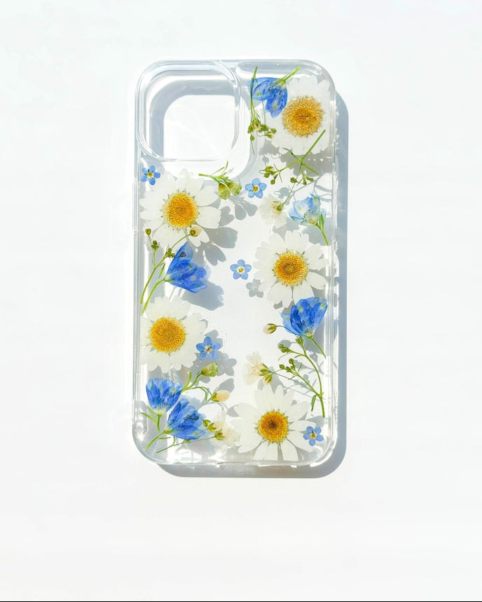 Gepresste Blumen Handyhülle für iPhone Samsung Google - Transparentes TPU Case mit Echten Trockenblumen