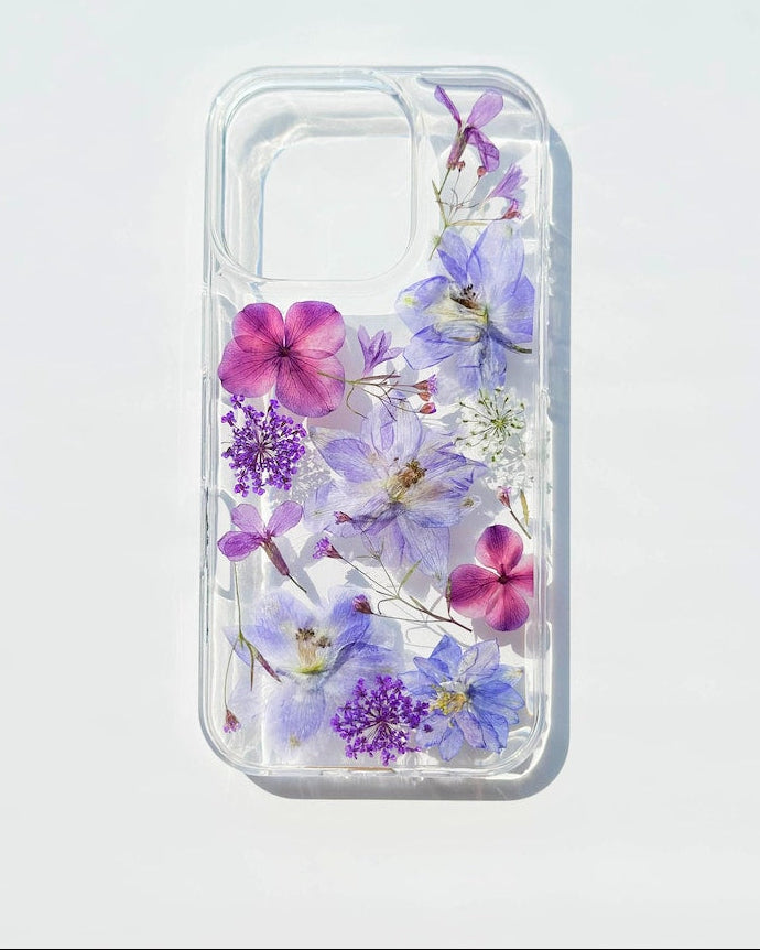 Gepresste Blumen Handyhülle für iPhone Samsung Google - Transparentes TPU Case mit Echten Trockenblumen