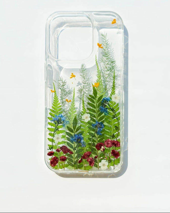 Gepresste Blumen Handyhülle für iPhone Samsung Google - Transparentes TPU Case mit Echten Trockenblumen