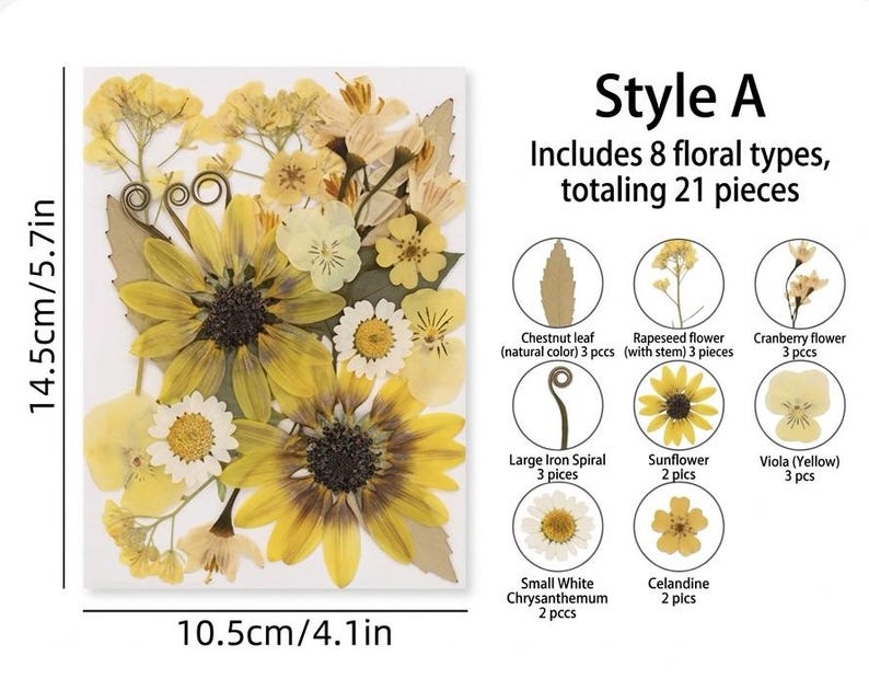 Gepresste Blumen-Mix, Echte Getrocknete Blumen für Resin Art, Scrapbooking, Kerzen & Wachssiegel, Bastelpackung, Blumenschmuck