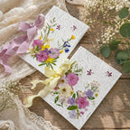 Grußkarte mit echten gepressten Blumen, handgefertigt, botanische Kunst, 20 x 14 cm, Hochzeitskarte, Erinnerungsgeschenk
