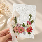 Grußkarte mit echten Trockenblumen, handgefertigte botanische Kunst, Hochzeitskarte, 20 x 14 cm