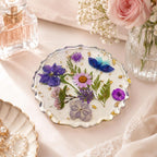 Handgemachter Harz Untersetzer mit Getrockneten Blumen und Goldflocken, Wasserdicht, Hitzebeständig, 10 cm, für Gläser und Tassen