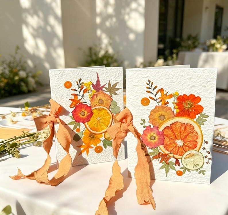 Gepresste Blumen Gelübdebücher für Hochzeitszeremonie, Herbstdesign Braut Bräutigam, 20x15 cm